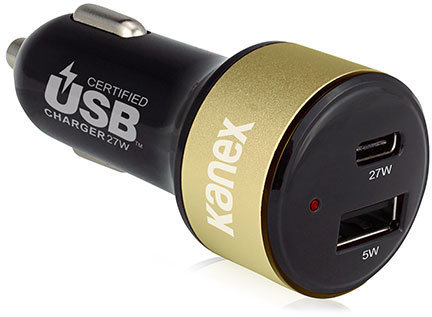 

Зарядное устройство Kanex Car Charger Cla Usb 5W + USB-C 27W Black (K161-1282)