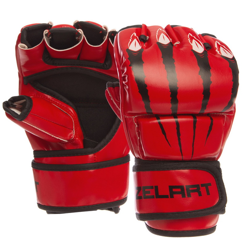 

Перчатки для смешанных единоборств MMA PU ZELART Размер L красные BO-1394
