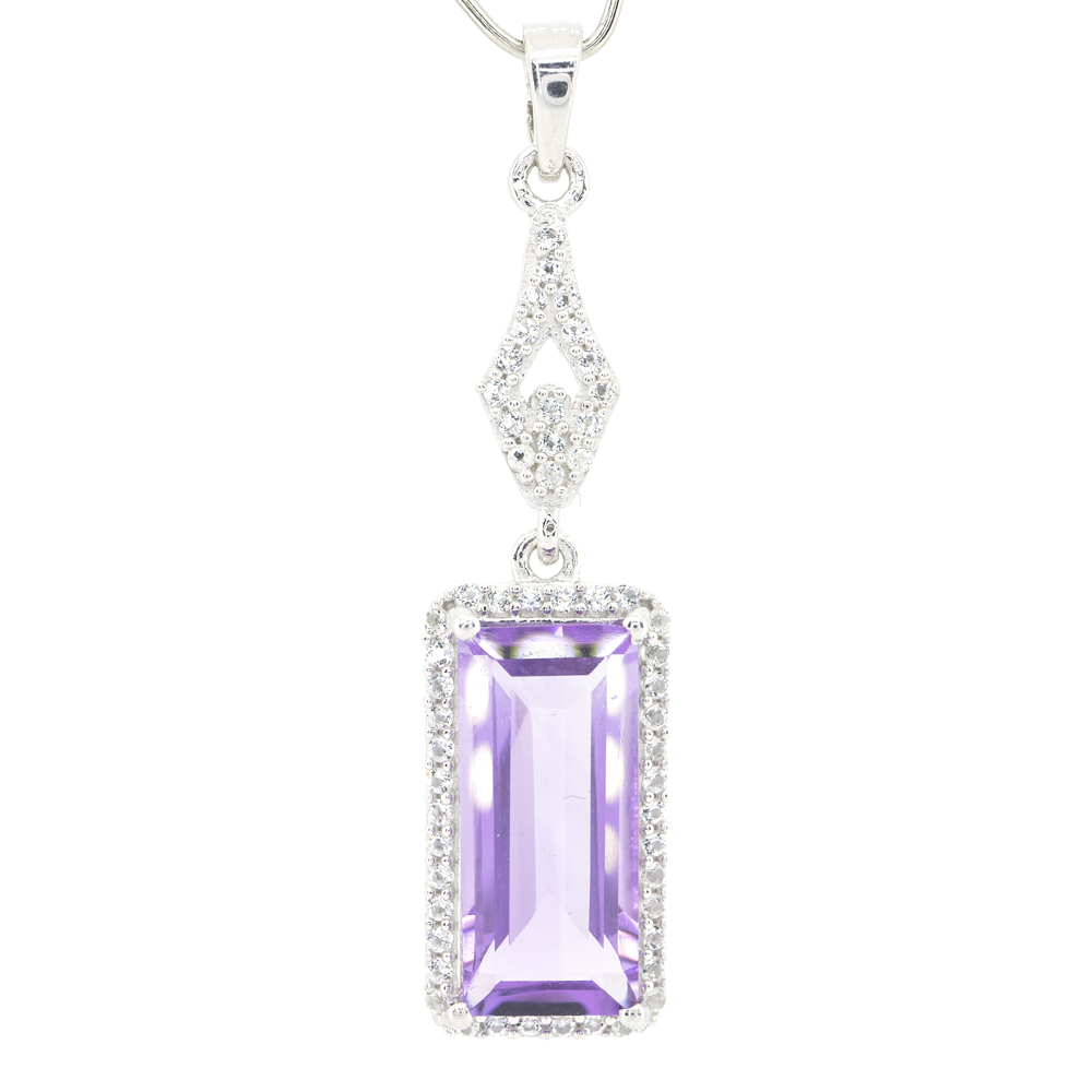 

Серебряная подвеска 925пр 4,58г с бразил. аметистом, топаз. 7,02к #204858.