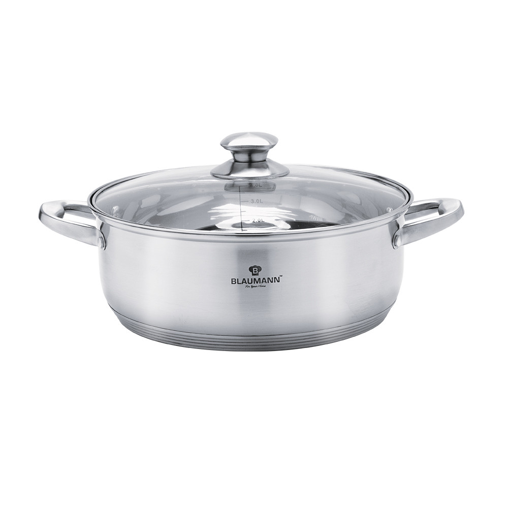 

Кастрюля низкая со стеклянной крышкой 5,0 л (26*10 см) - BL 3311 - BLAUMANN