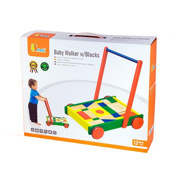 

Ходунки-каталка Viga Toys 'Тележка с кубиками' (50306)