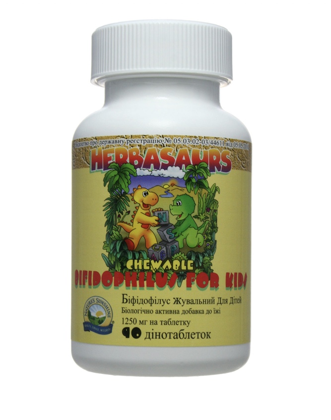 

Пробиотик для детей Бифидозаврики (Bifidophilus Chewable for Kids) Бифидофилус жевательный NSP США 90 табл. (844623520)