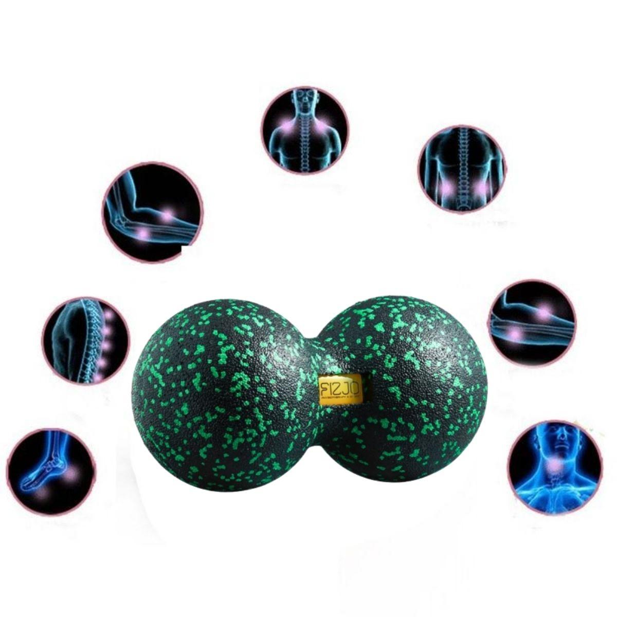 

Массажный мяч двойной 4FIZJO Epp DuoBall 12 4FJ1325 Black-Green, двойной мячик арахис для йоги и массажа (F_227501)