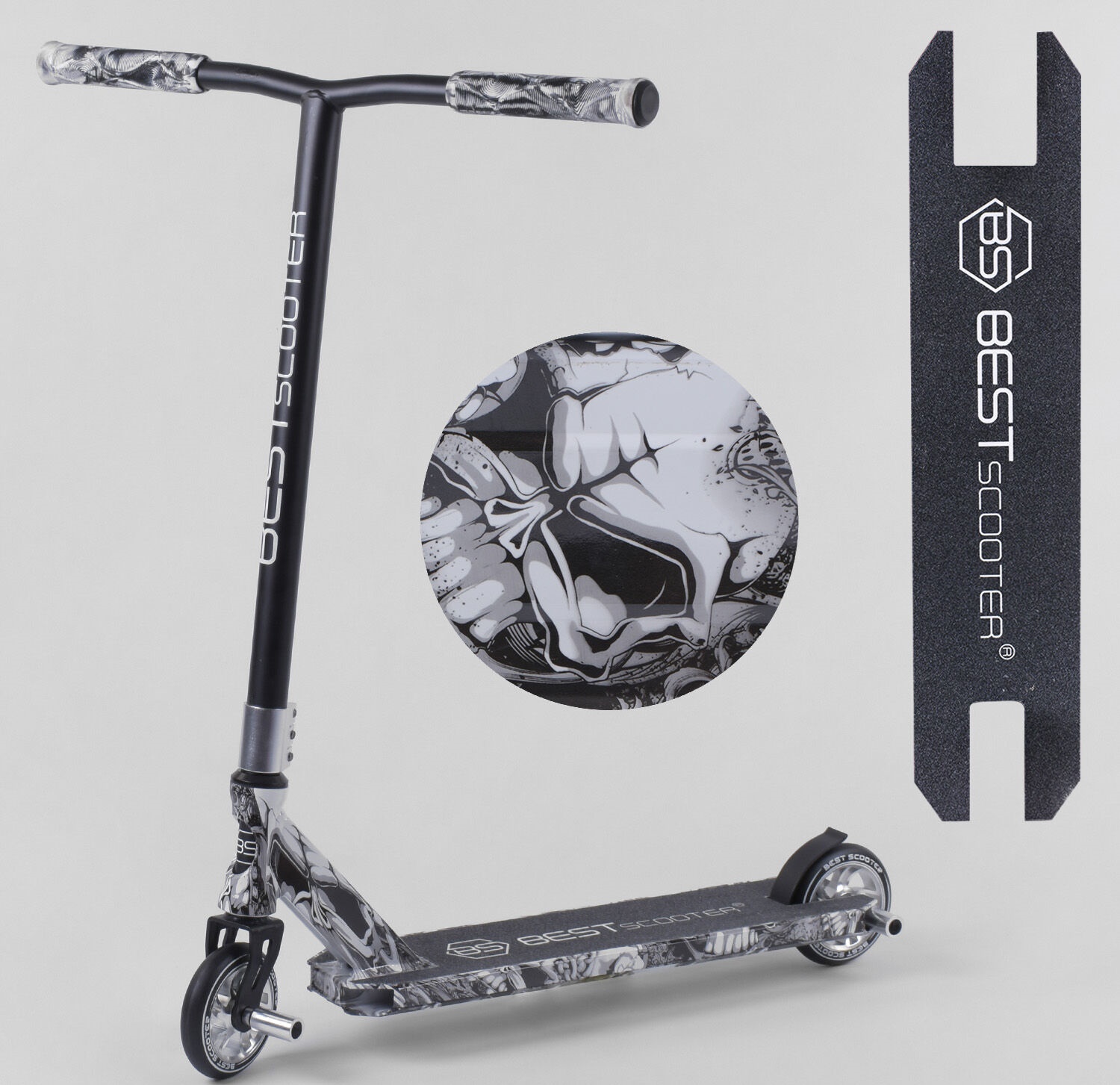 

Самокат трюковый Best Scooter 93215 с HIC системой Пегами Черный серебро