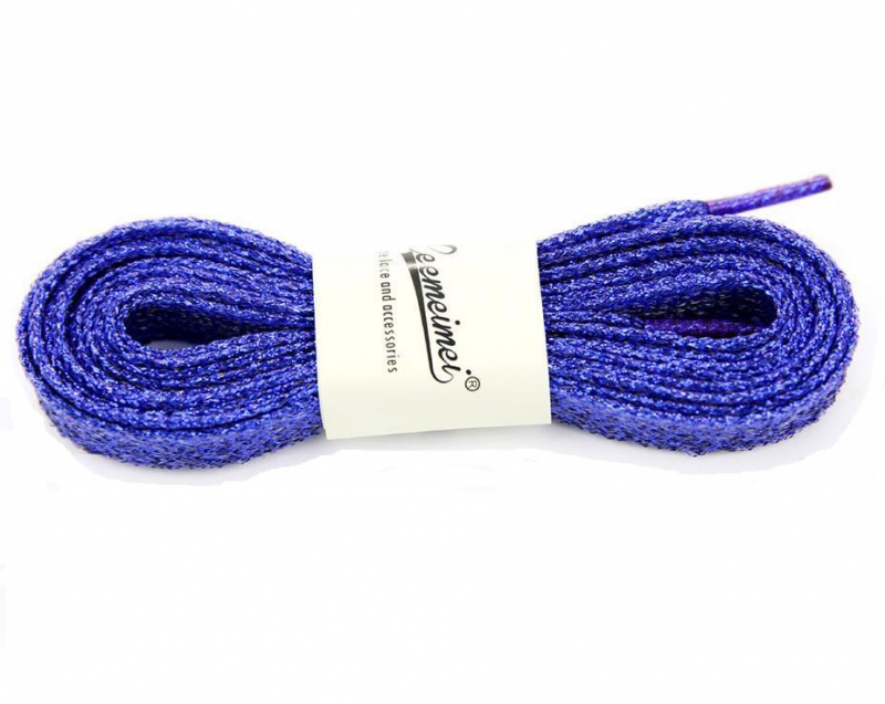 

Обувные шнурки V-tie люрексовые, длина 110см, ширина 1 см, синие