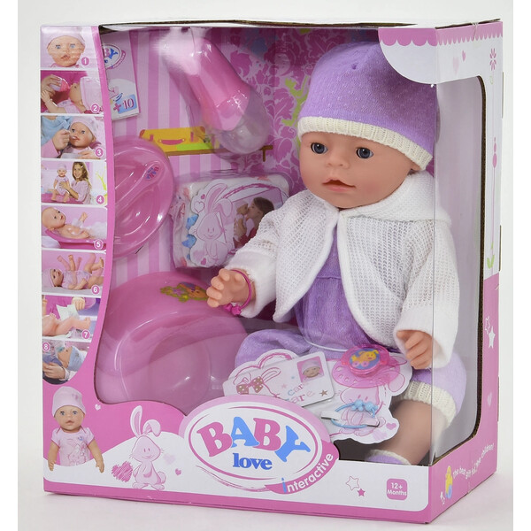

Пупс интерактивный Baby Love No020A для девочки 35 см 8 функций с аксессуарами