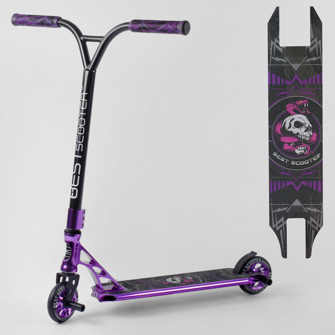 

Самокат BEST SCOOTER 76203 фиолетовый (диски металл, HIC, 2 пеги)