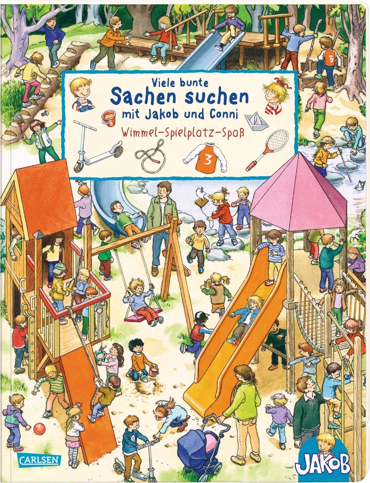 

Viele bunte Sachen suchen mit Jakob und Conni. Wimmel-Spielplatz-Spass
