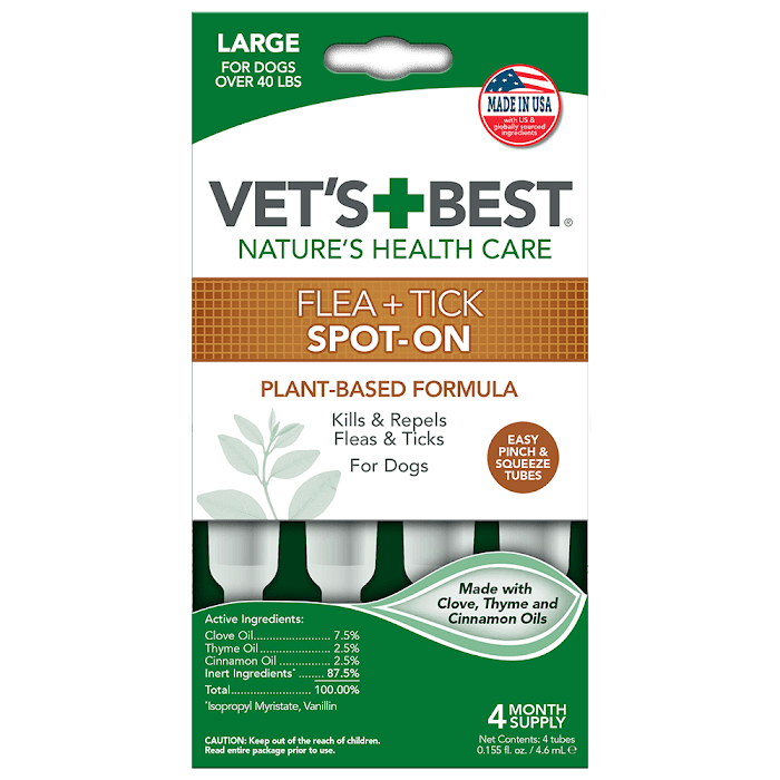 

Капли от блох и клещей VET`S BEST Flea&Tick Drops Large 4 тубы для собак весом от 18кг