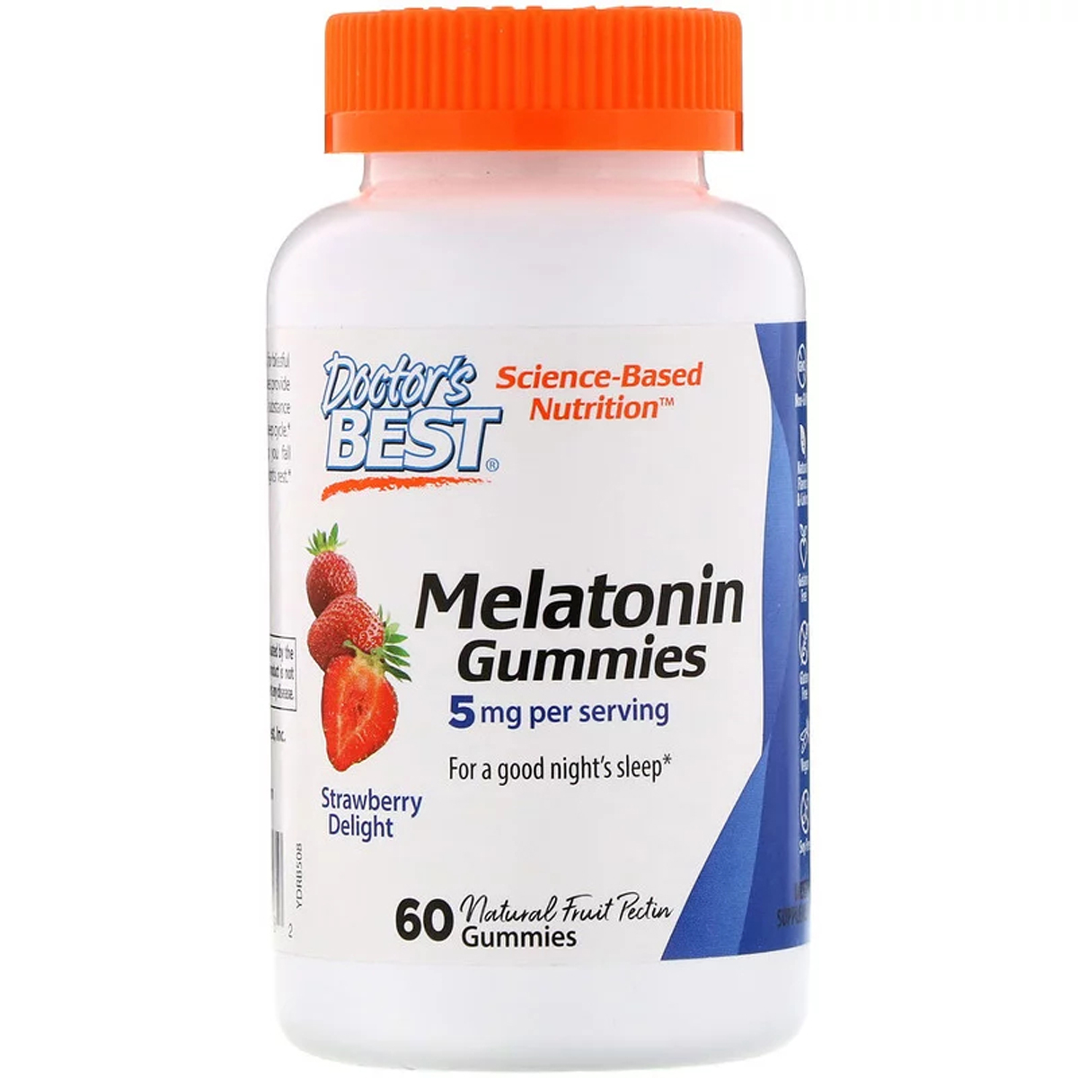 

Аминокислоты Doctor's Best Мелатонин Melatonin Gummies со Вкусом Клубники 5 мг 60 желейных конфет