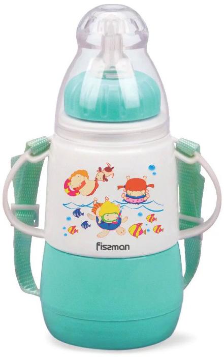 

Бутылочка детская для кормления Fissman Babies "Забавное купание" 150мл с ремешком, аквамарин