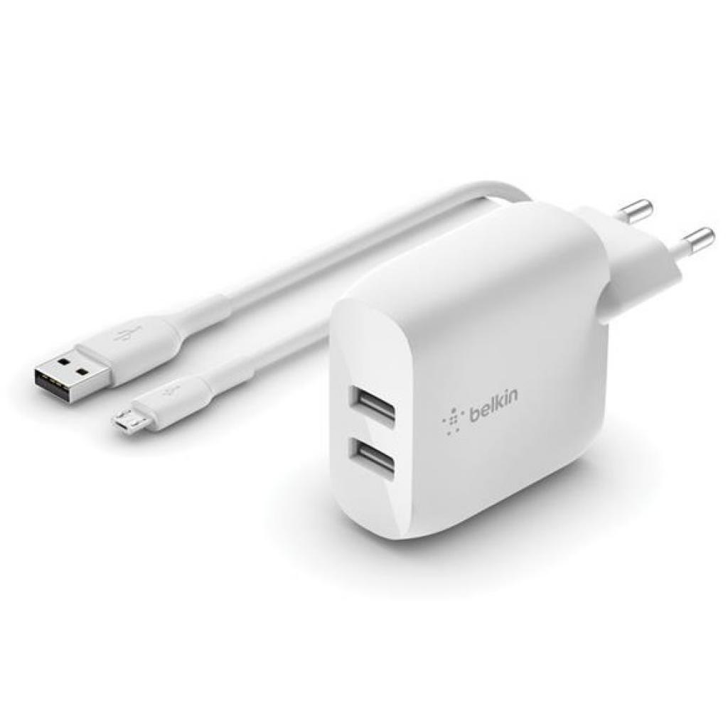 

Зарядное устройство Belkin Home Charger (24W) DUAL USB 2.4A, MicroUSB 1m, white