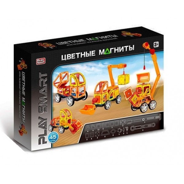 

Магнитный конструктор Play Smart цветные магниты, 45 деталей