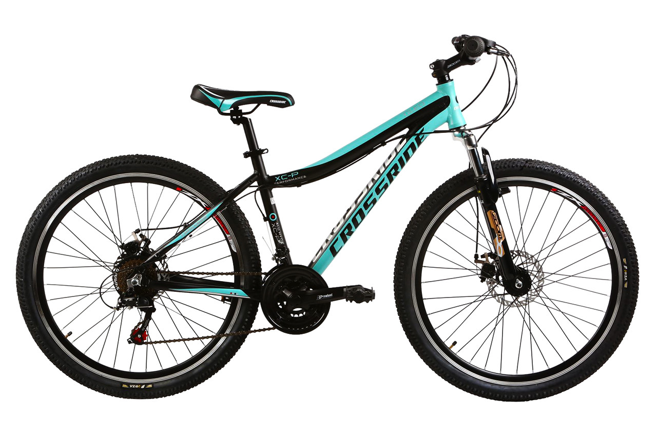 

Подростковый велосипед CROSSRIDE CLEO MTB 26" алюминиевый, Черно-бирюзовый