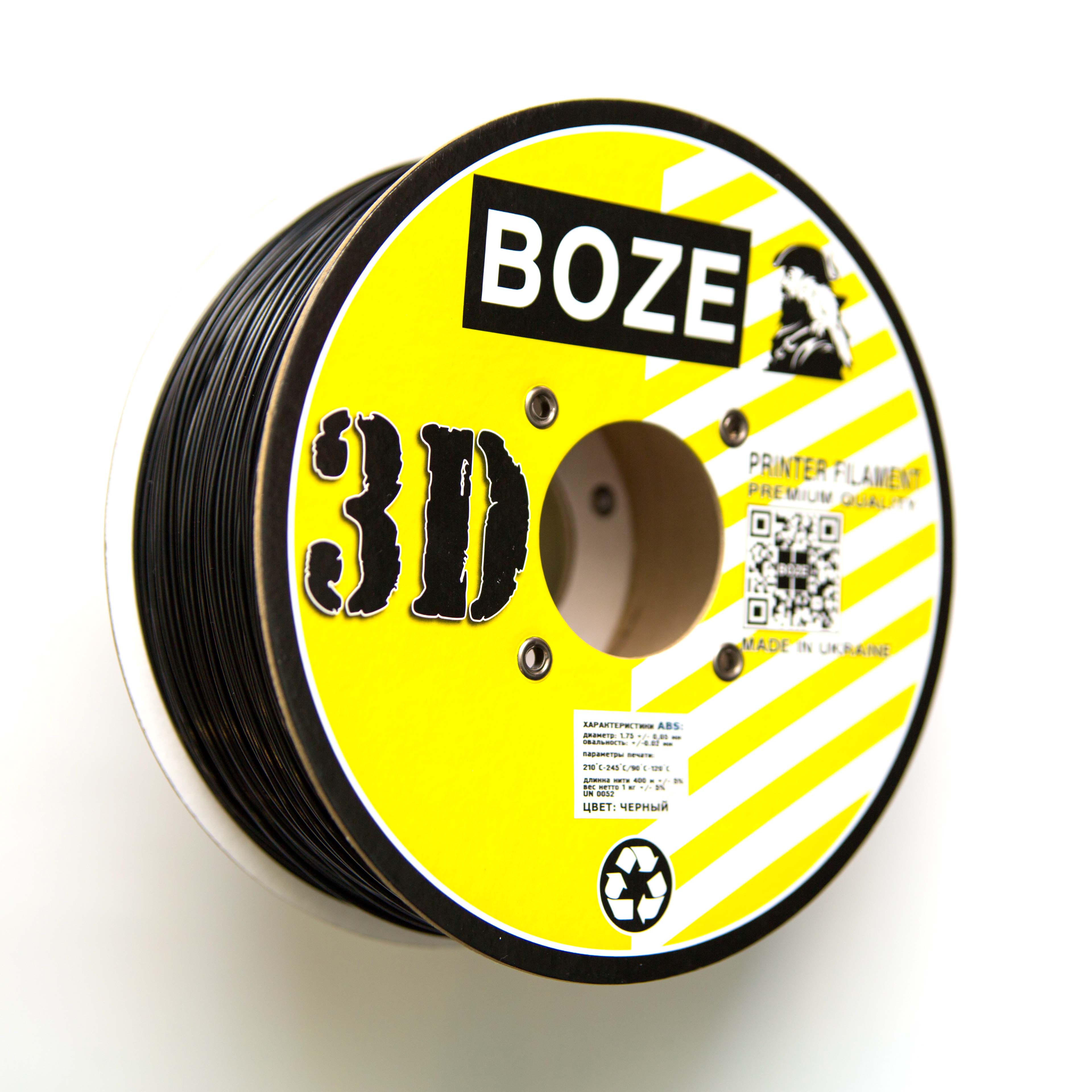 

ABS пластик Boze для 3D принтеров, 1.75 мм, 1 кг (Филамент абс пластик для печати), Серый