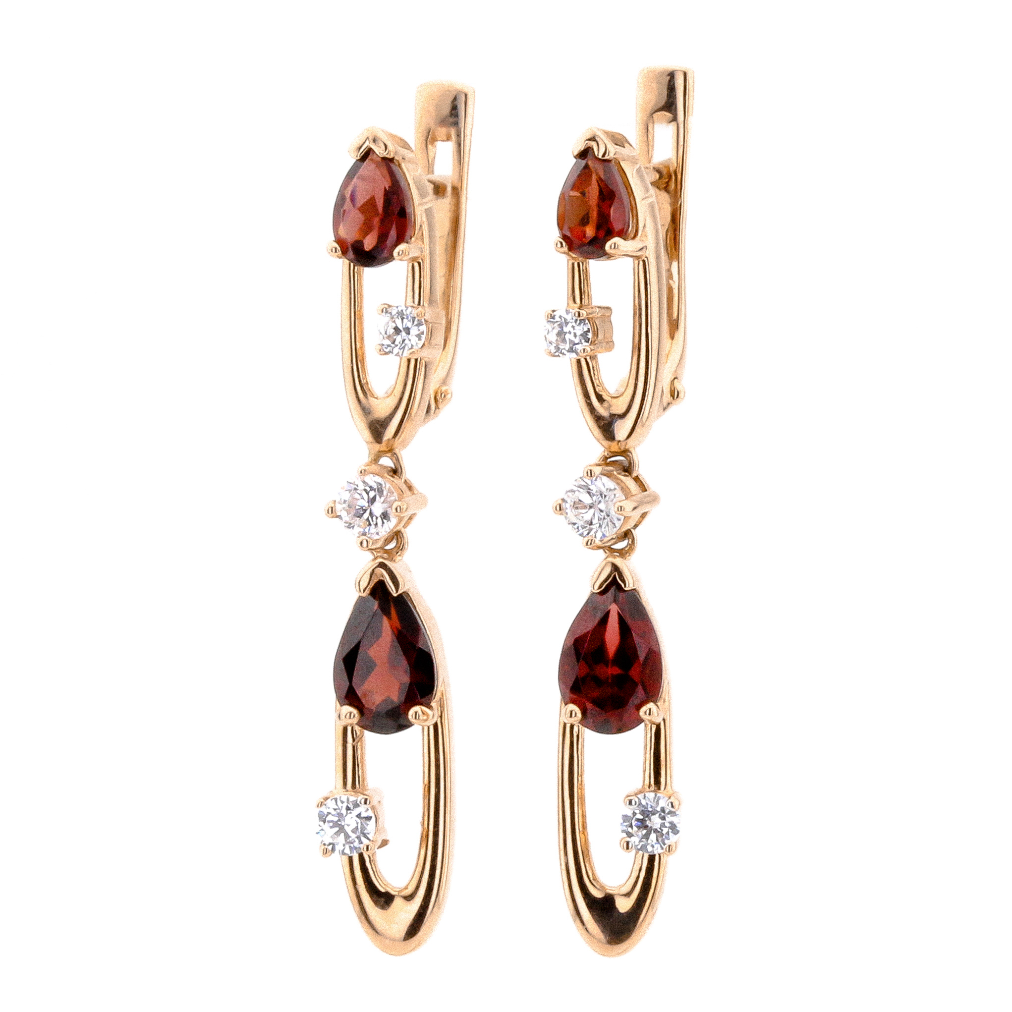 

Золотые серьги с гранатами и фианитами 12618gr Диамант