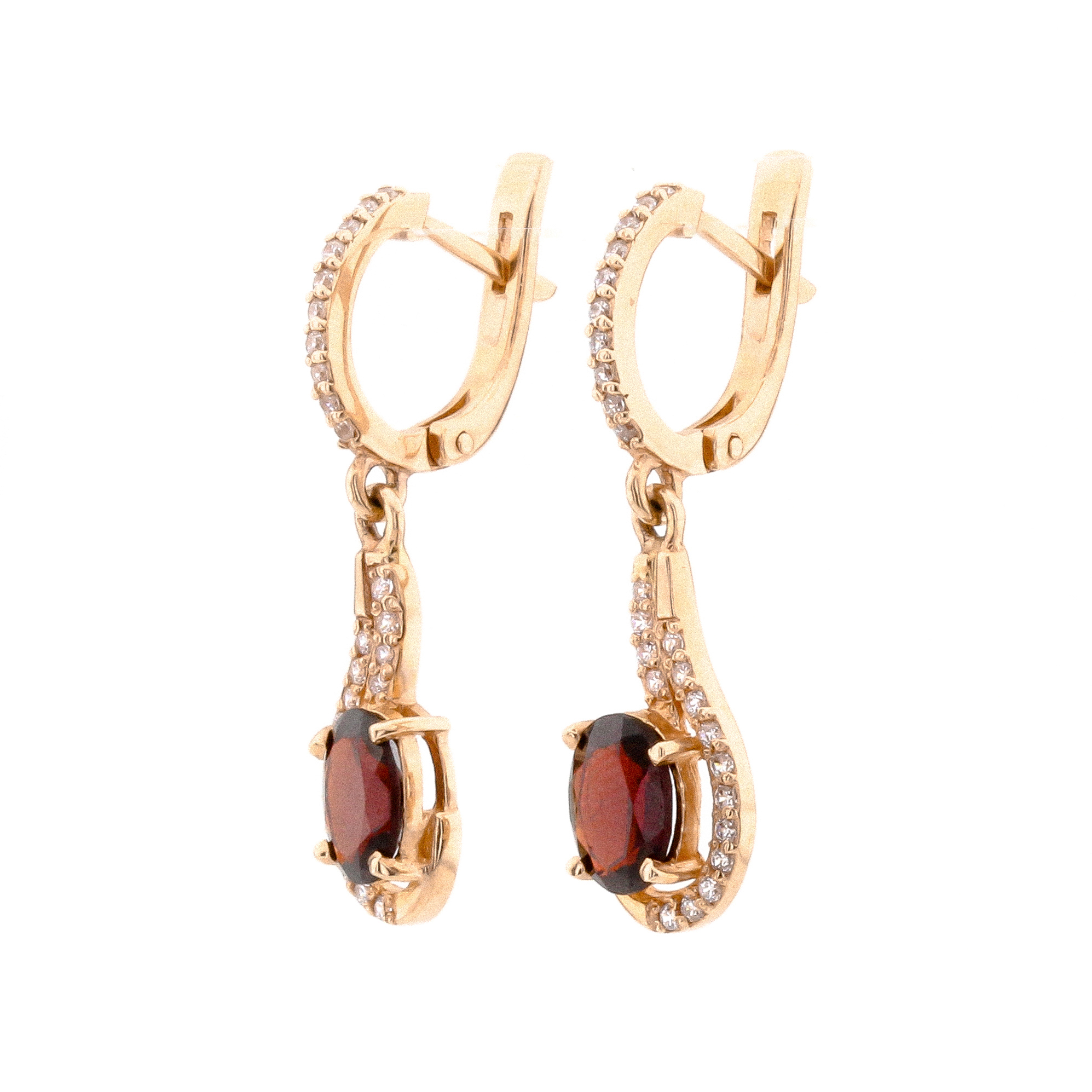 

Золотые серьги с гранатами и фианитами 12938gr Диамант