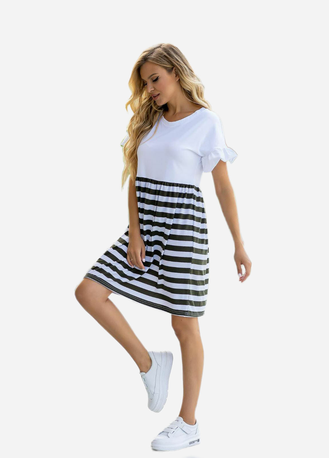 

Платье Jaklin 8048  Белое с хаки, Платье Jaklin 8048 M Белое с хаки
