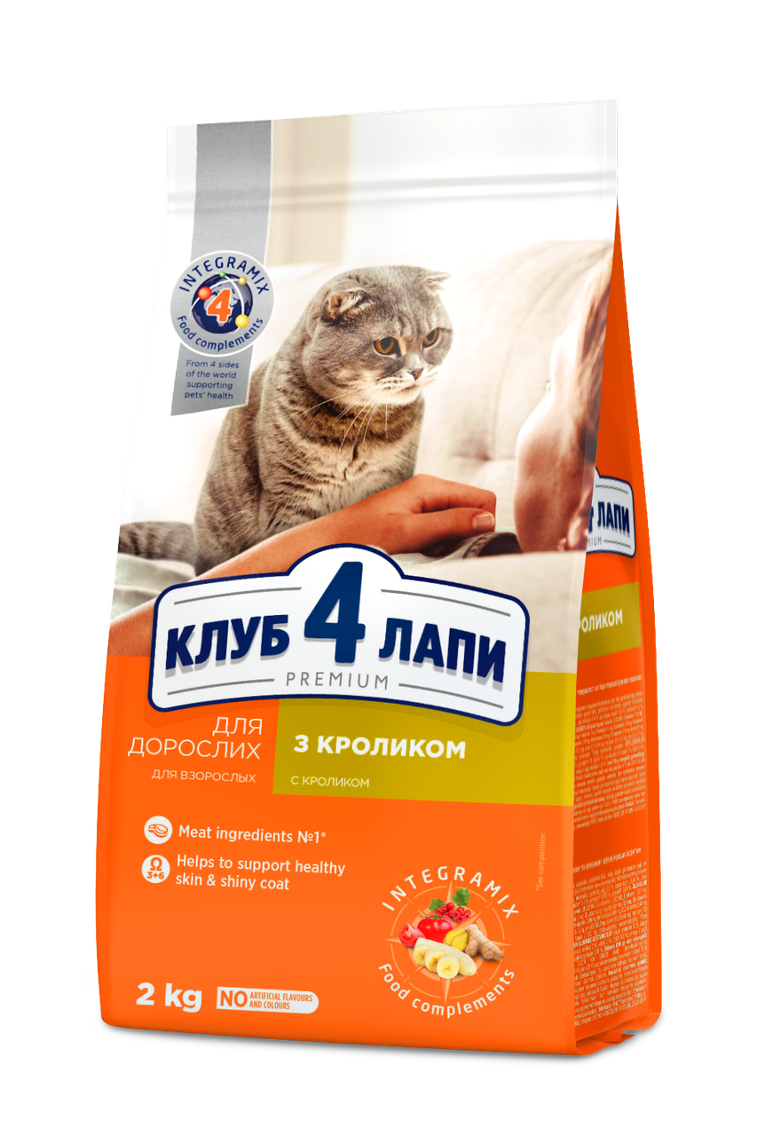 

Корм для взрослых котов с кроликом Клуб 4 лапы 2 кг (40152-zm)