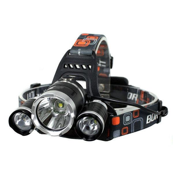 

Фонарик налобный фонарь 3 LED лампы Bailong RJ 3000 T6 Черный