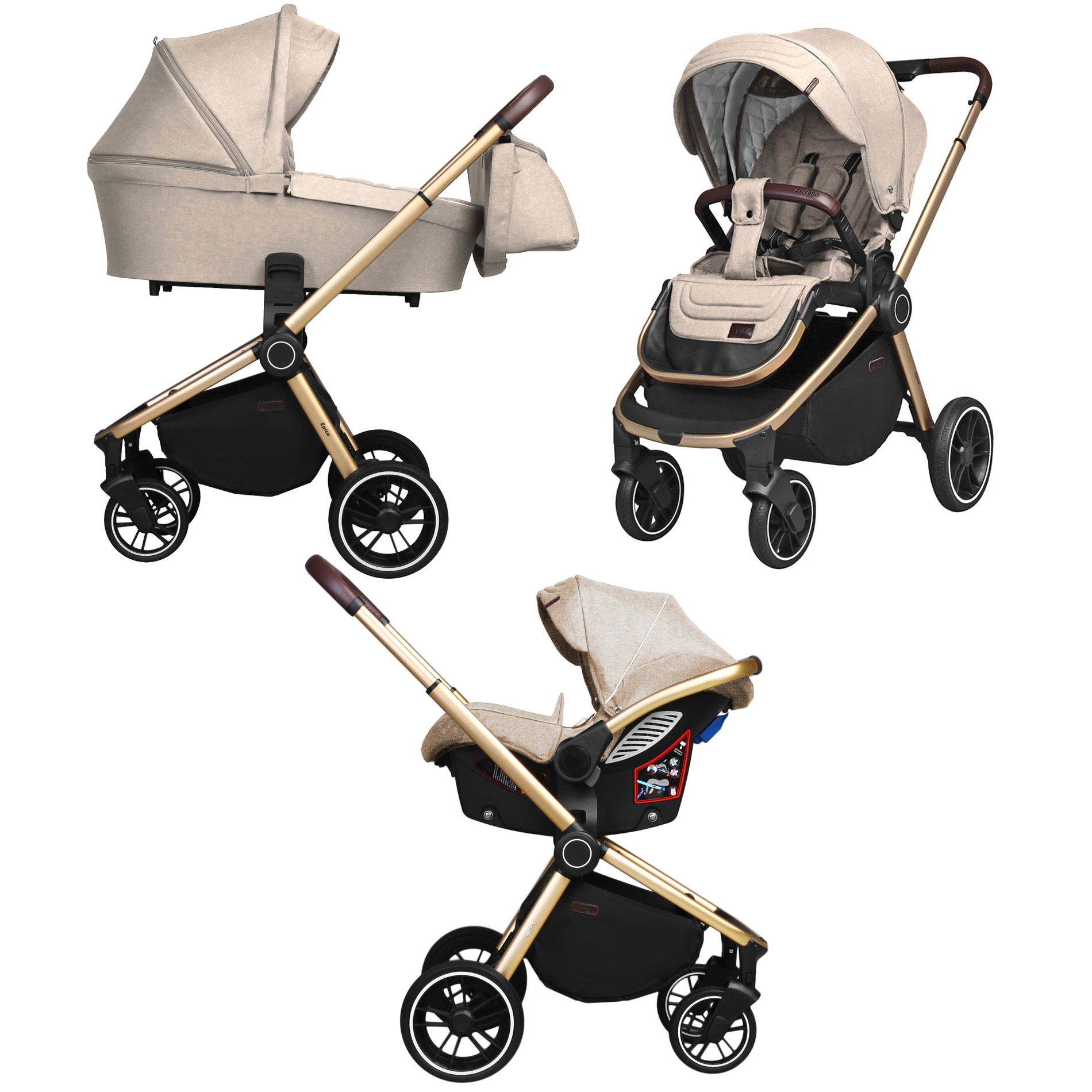 

Коляска универсальная 3 в 1 Carrello Epica CRL-8511 Almond Beige + дождевик + чехол на ножки и сумка