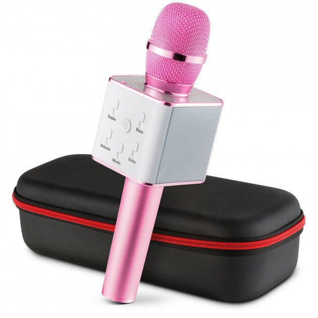 

Беспроводной караоке микрофон GTM с динамиками в чехле Bluetooth USB Q7 Pink