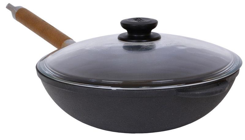 

Сковорода Биол WOK со стеклянной крышкой и съемной ручкой 24х7см 2л (1524С)