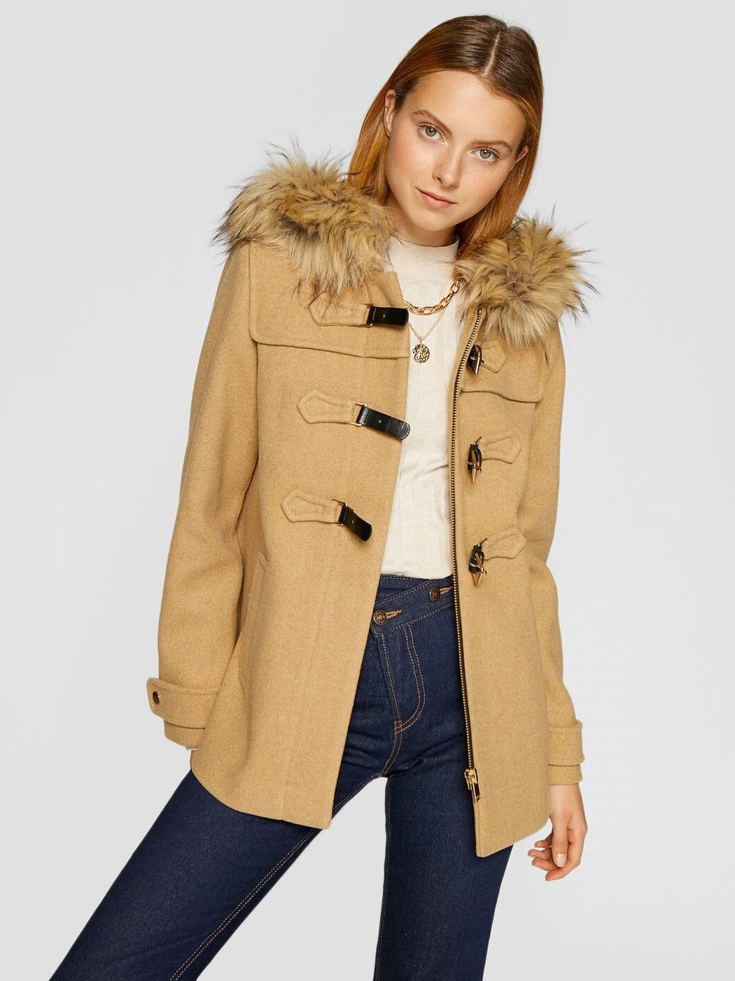 

Полупальто Stradivarius 05737175453 L Бежевое
