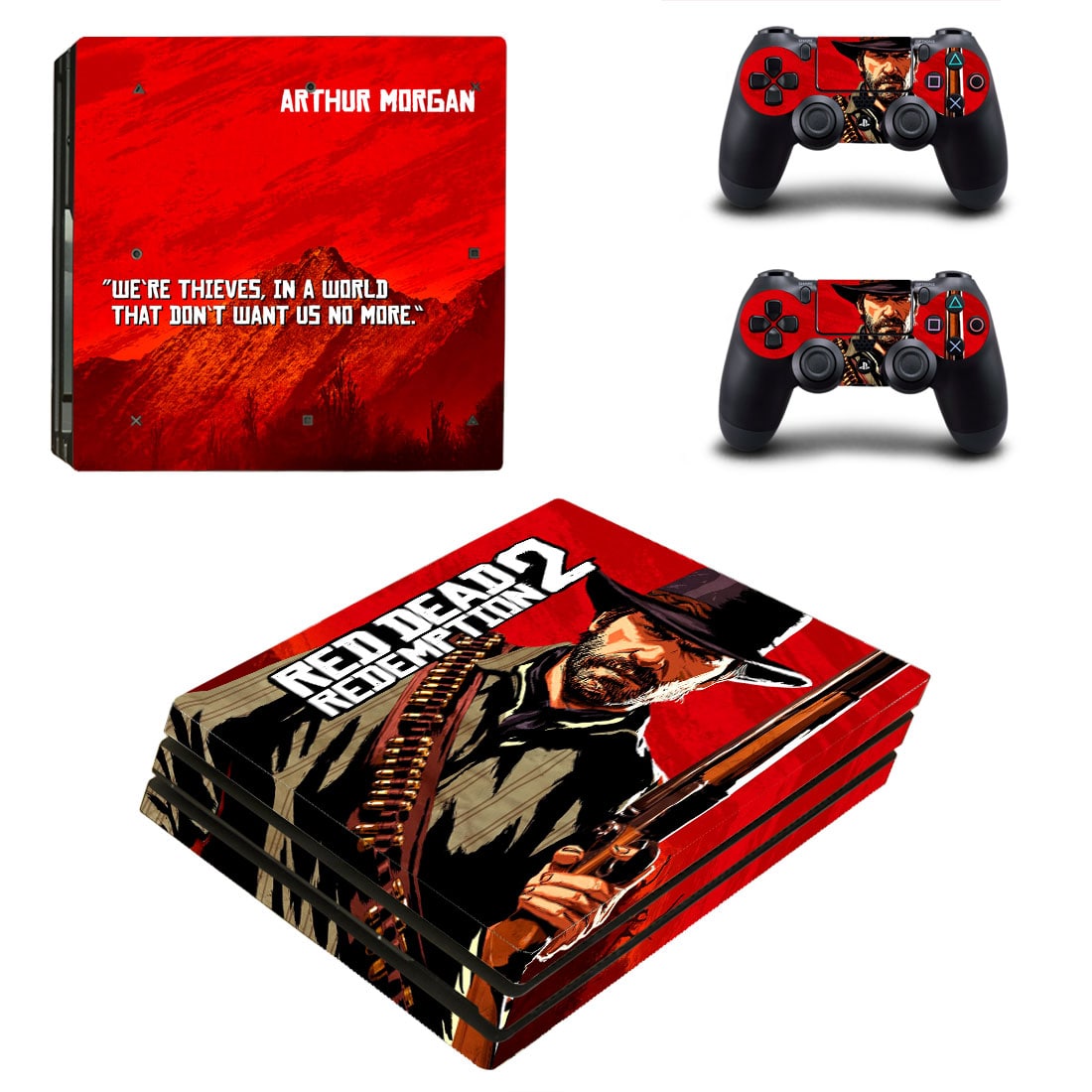 

Виниловые наклейки на PS4 PRO и Dualshock Read Dead Redemption 2 Sony PlayStation 4 Custom Skin Playsole Games (PG004)