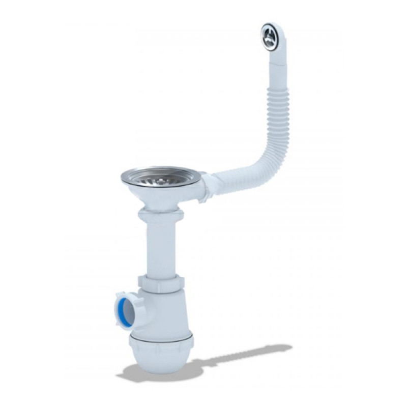 

Сифон Ани Пласт A0142S для кухонной мойки выпуск 115 мм с круглым переливом выход 50 мм (SD00031415)