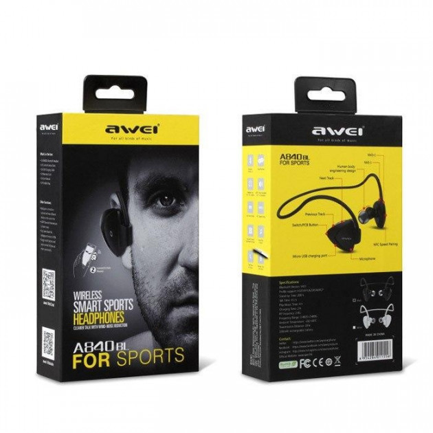 

Наушники гарнитура вакуумные Bluetooth Awei A840 sport черный
