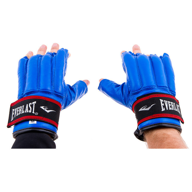 

Перчатки шингарты Everlast, кожа, на липучке, рр. L, синий