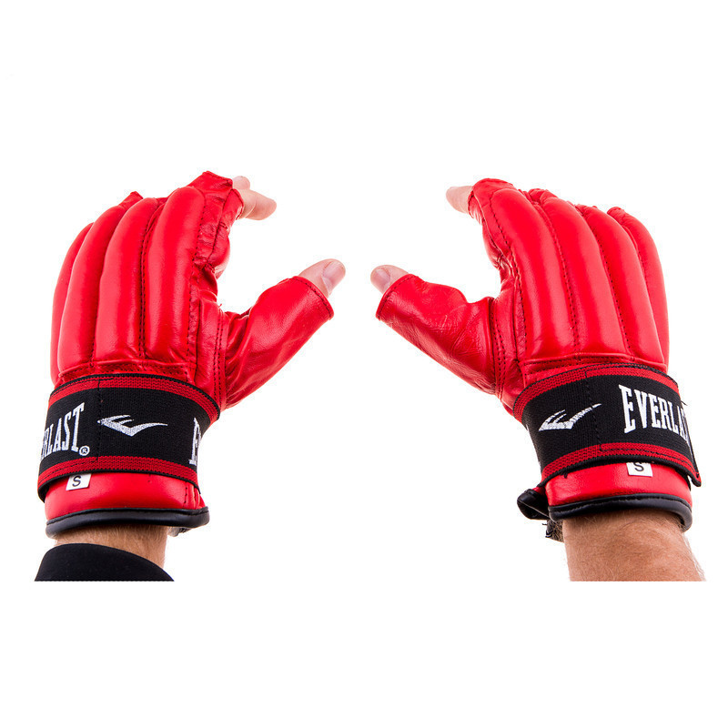 

Перчатки шингарты Everlast, кожа, на липучке, рр. L, красный..