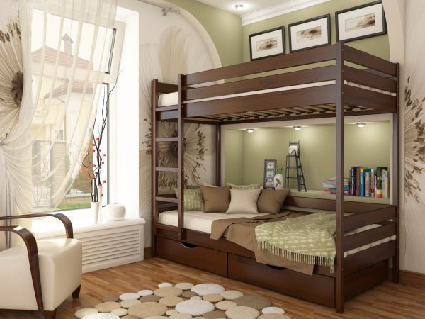 

Двухярусная кровать Dreamwood Дуэт, цвет орех, массив ясень