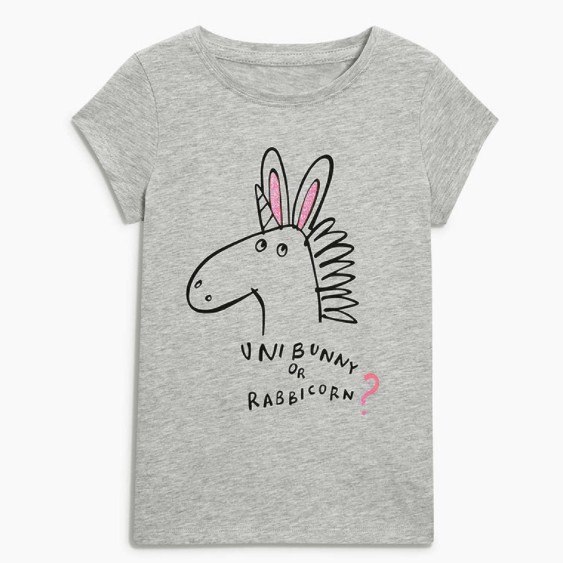 

Футболка для девочки Единорог Little Maven (128 / 7 лет ) Серый