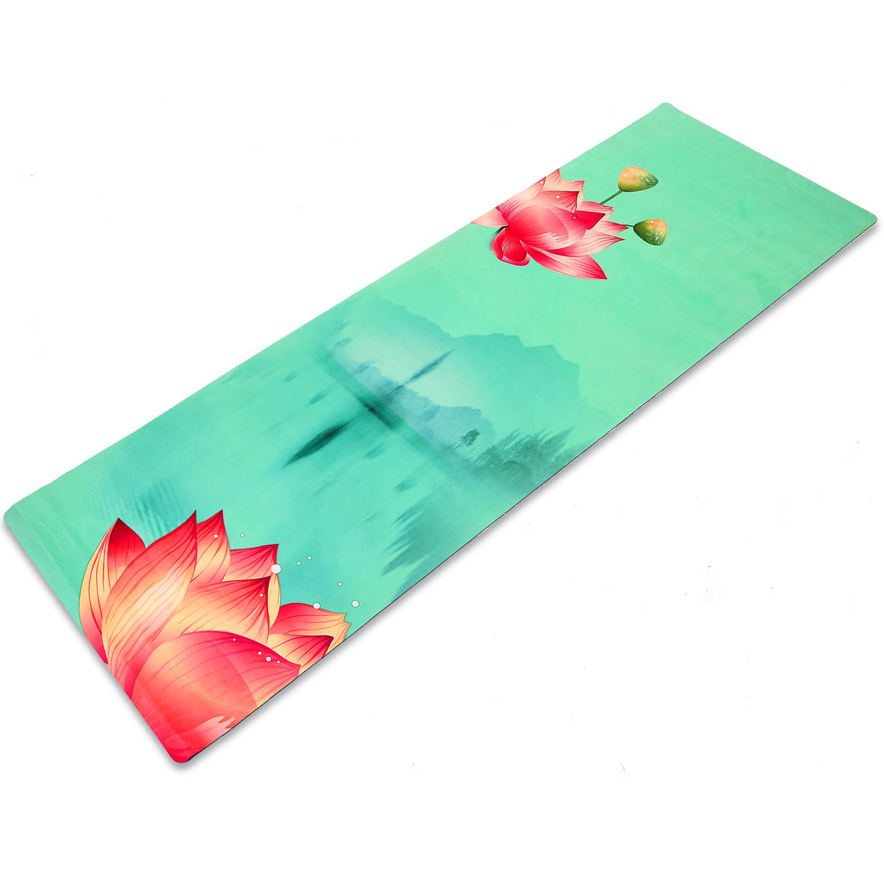 

Коврик для йоги и фитнеса каучуковый двухслойный с принтом 3 мм Record 1,83 x 0,61 м Бирюзовый (FI-5662-27)