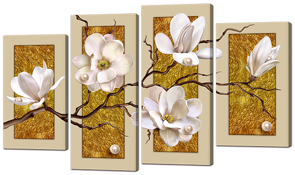 

Модульная картина Interno Эко кожа Жемчуга и цветы 140x89см