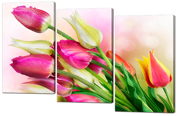 

Модульная картина Interno Эко кожа Нежные тюльпаны 124x86см (А859L)