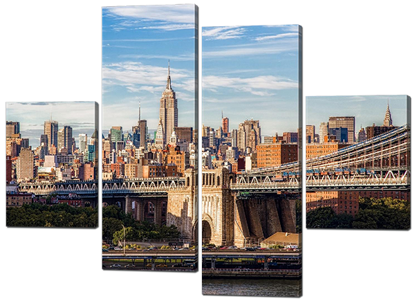 

Модульная картина Interno Эко кожа Город и мост 106X77см