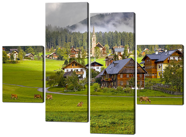 

Модульная картина Interno Эко кожа Деревня у леса 166x123см