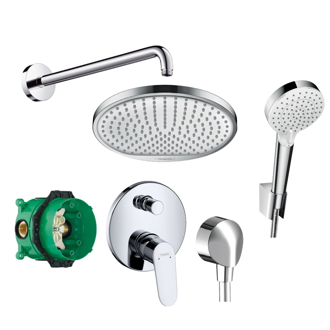 

Душевой гарнитур HANSGROHE Focus 1182019 (27413000+26723000+31945000+01800180+26694400+27454000)