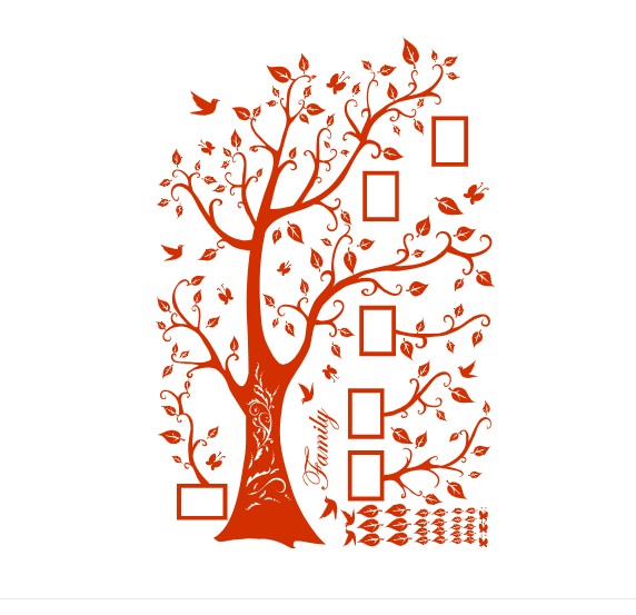 

Интерьерная виниловая наклейка на стену IdeaClock Tree of happiness with frames 200х145 см Оранжево-красный(39160-46-11)