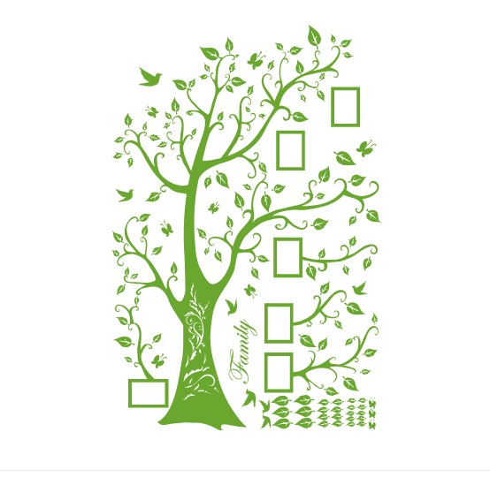

Интерьерная виниловая наклейка на стену IdeaClock Tree of happiness with frames 200х145 см Липово-зеленый(39160-46-44)