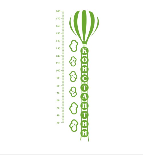 

Именная наклейка-ростомер в детскую комнату IdeaClock Balloon 60х180 см Липово-зеленый(53214-46-44)