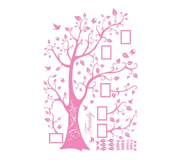 

Интерьерная виниловая наклейка на стену IdeaClock Tree of happiness with frames 200х145 см Светло-розовый(39160-46-20)