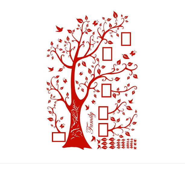 

Интерьерная виниловая наклейка на стену IdeaClock Tree of happiness with frames 200х145 см Светло-красный(39160-46-10)