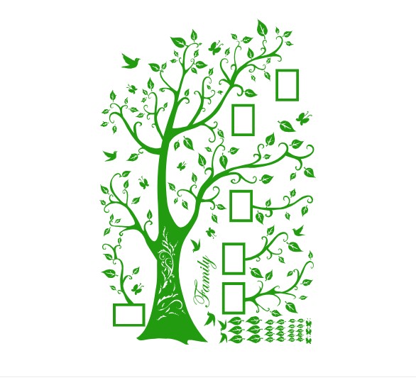

Интерьерная виниловая наклейка на стену IdeaClock Tree of happiness with frames 200х145 см Желто-зеленый(39160-46-43)