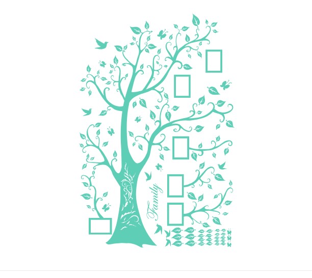 

Интерьерная виниловая наклейка на стену IdeaClock Tree of happiness with frames 200х145 см Мятный(39160-46-37)
