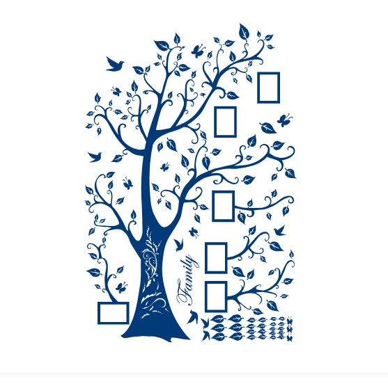 

Интерьерная виниловая наклейка на стену IdeaClock Tree of happiness with frames 200х145 см Синий(39160-46-27)