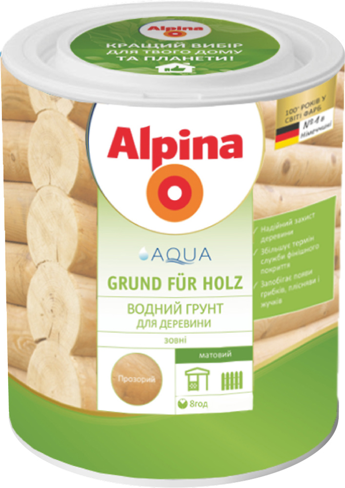 

Грунтовка для древесины Alpina Aqua Grund für Holz 2.5 л Бесцветная (930377)